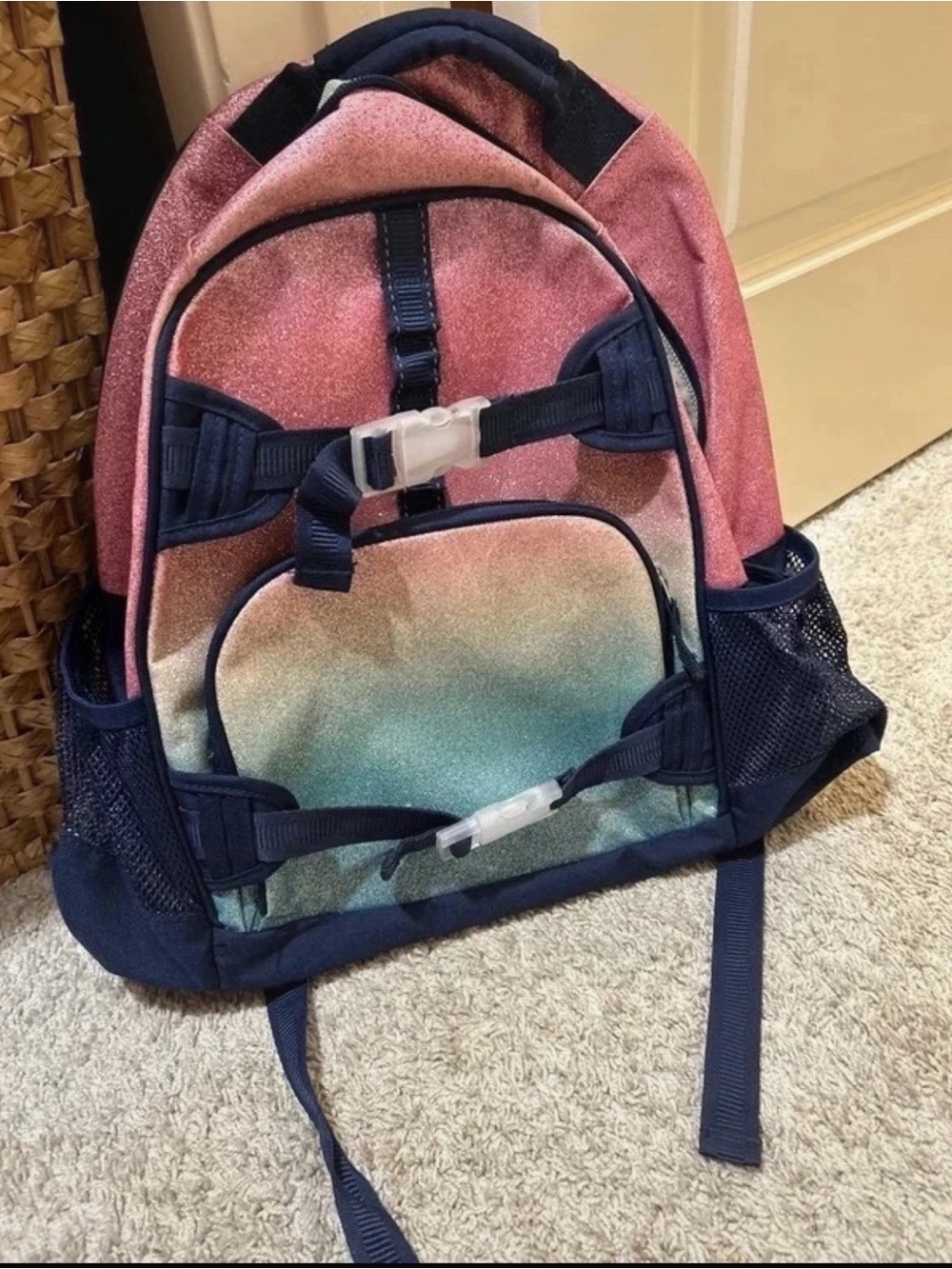 Pottery Barn Kids Large Gradient Glitter Backpack - Pink to Teal